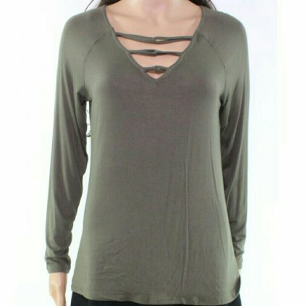 Olive Green Strappy Knit Top
